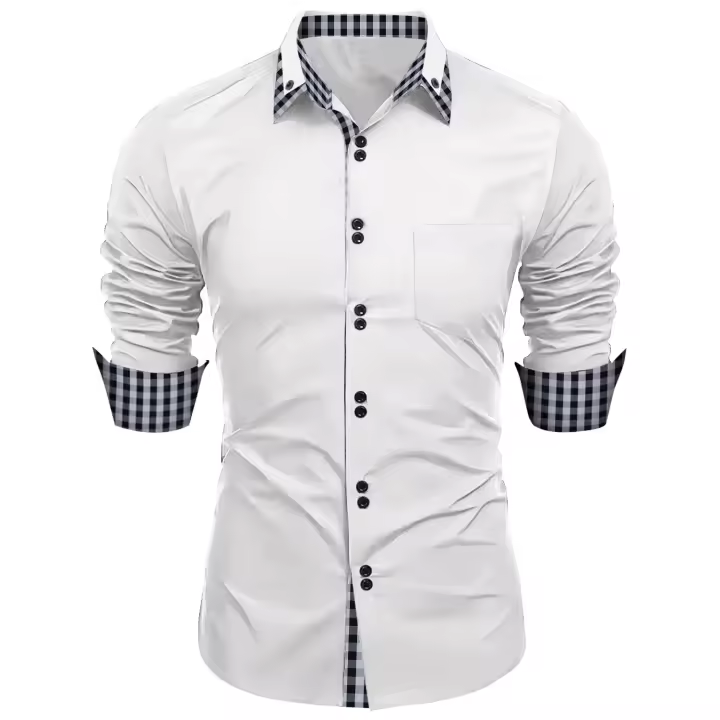 Camisa Rayada Para Hombre Otoño 2024 Estilo Casual De Negocios Manga Larga Con Botones Cuello En V Comodidad Y Estilo Para Oficina - 1