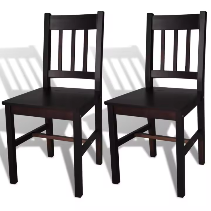 Sillas de comedor 2 unidades madera de pino marrón oscuro - 1