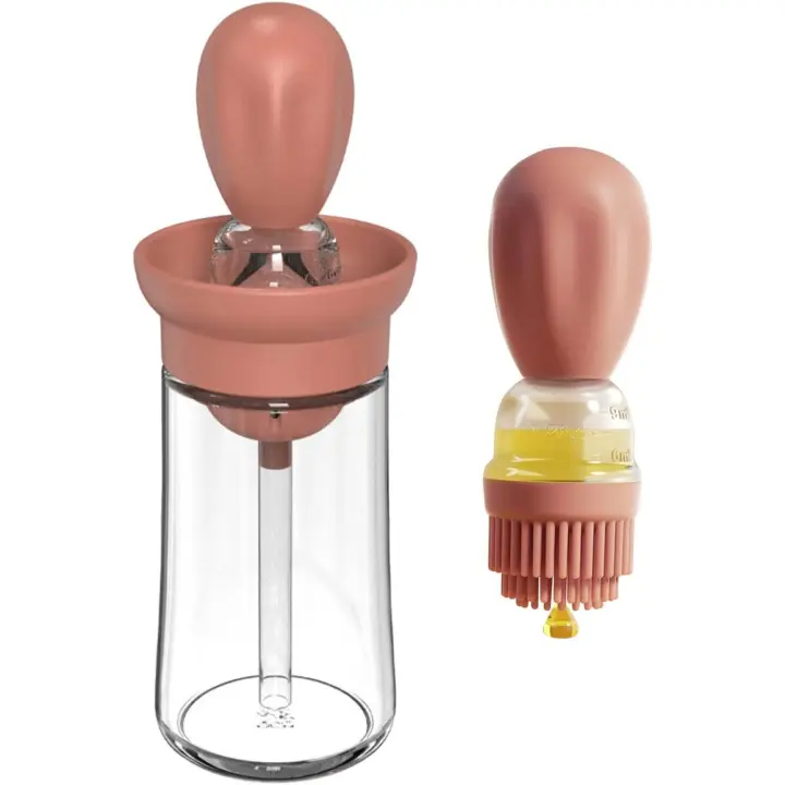 Dispensador de aceite, 180ml con cepillo portátil botella de aceite, para freidora de aire cocina ensalada para hornear barbacoa, botellas de aceite para cocina (Rred) - 1