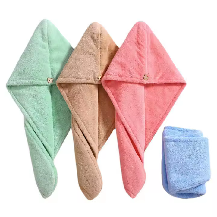Verde Toalla de Microfibra Suave Turbante de Mujer - 1