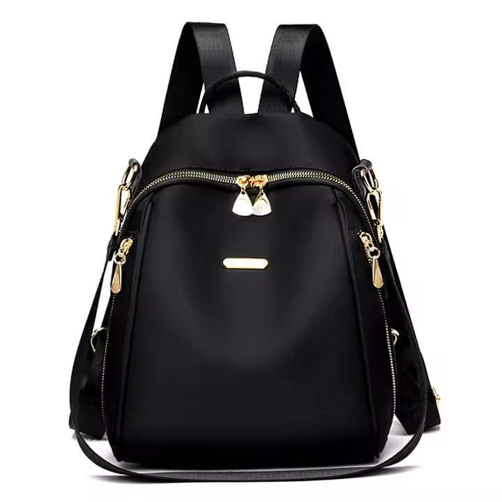 Mochila De Mujer Pequeña a Prueba De Robos Bolsa De Mano Elegante De Lona Para Ciudadano Mochila De Hombro Negro - 1