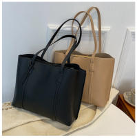 Bolso De Hombro Versátil De Cuero Suave Negro Minimalista Gran Capacidad Bolso De Tote Casual Para Mujer Estilo Inglés - details 5