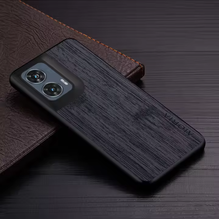 Funda De Lujo Para Motorola Edge 50 Fusion X50 Ultra 50 pro 5G Estilo Madera De Bambú Diseño Elegante Resistente a Arañazos Y Huellas Cubierta De Cuero TPU Doble Capa - 1