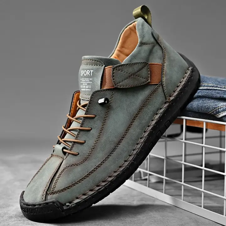 Zapatos De Cuero Para Hombre Hechos a Mano Transpirables Zapatos Casuales Cómodos Para Caminar Sneakers De Marca Lujo Tamaño Grande 38-48 - 1