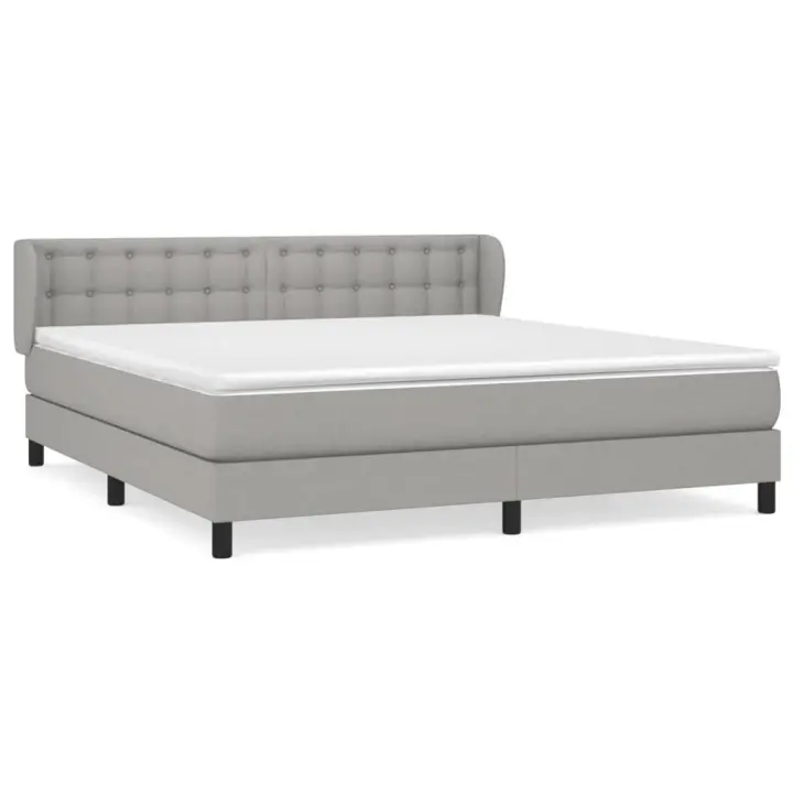 vidaXL Cama box spring con colchón tela gris claro 160x200 cm - 1