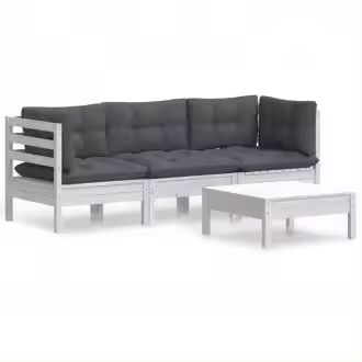 VIDAXL 3096107 conjunto de muebles para jardín hechos de madera de pino con acabado blanco vida xl - 1
