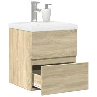 vidaXL Set muebles de baño 2 piezas madera contrachapada en color Gris hormigón/Roble Sonoma | almacenamiento funcional diseño moderno para baño dormitorio sala - details 1