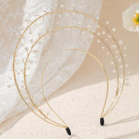 Diadema De Ángel Para Novia Dorada Con Halo Y Perlas Diadema De Diósisa Para Mujeres Y Niñas Adorno Elegante Para Bodas Y Fotografías - details 2