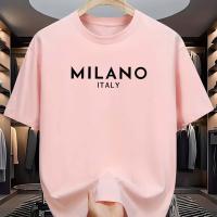 Camiseta De Algodón Puro 100% Para Hombre Estampado De Letras De MILANO ITALIA Casual Suelta Y De Moda Para El Verano Con Cuello Redondo Y Mangas Cortas - details 7