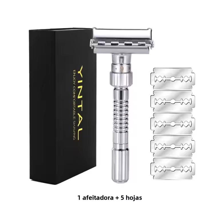 Ajustable Cuchilla De Afeitar De Doble Hoja En Aleación De Zinc Cinc Con 5 Hojas Cuchilla De Afeitar De Cromo Para Hombre Y Mujer Uso En Rostro Y Cuerpo - 1