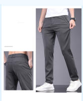 Pantalones Casuales Para Hombre De Fibra De Bambú Verano Transpirables Elásticos Slim Straight Negro Gris Cierre De Cremallera - details 4