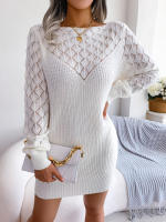 Vestido De Suéter Casual Con Mangas Largas Y Ochenta Para Mujer Adecuado Para Otoño E Invierno Sin Cinturón Estilo Recto - details 3