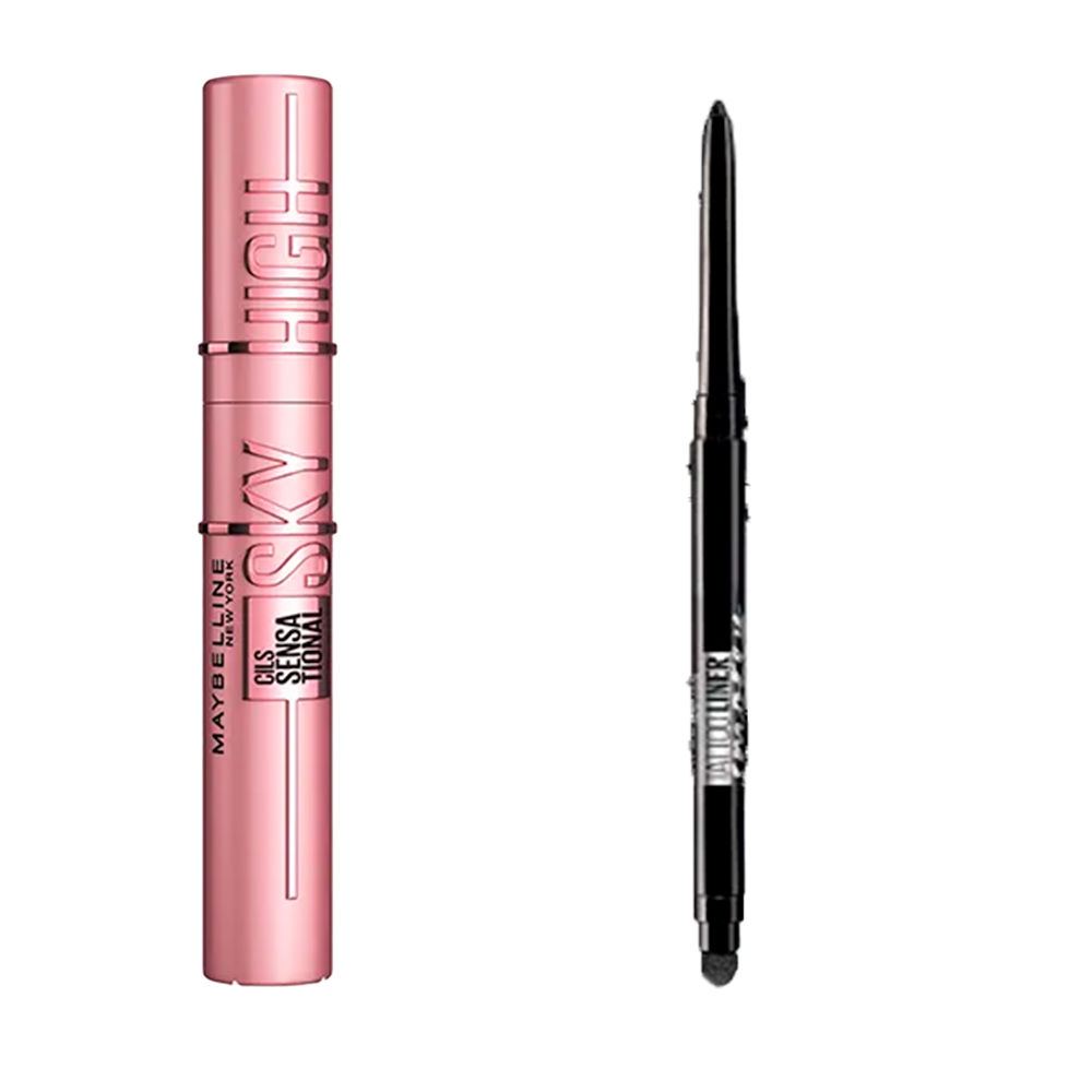 Maybelline New York | Rutina de ojos de Máscara de pestañas LASH SENSATIONAL SKY HIGH  + lápiz de ojos Tattoo Liner Smokey