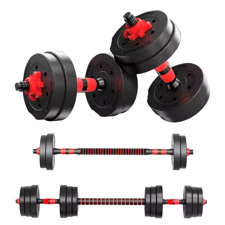 JUPPLIES Juego de Mancuernas Ajustables 2 en 1-10kg 20kg 40kg - Kit de Pesas con Barra Recta Ajustable y Antideslizante - 1