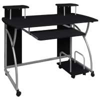 vidaXL Escritorio ordenador madera contrachapada 110x52x88,5 cm en color Negro/Marrón/Blanco | estructura resistente ideal para salón dormitorio o estudio - details 0