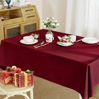 Mantel De Poliéster Rojo Navideño 1PC Antirrehogado Lavable Y Reutilizable Decoración De Mesa Para Restaurante Cocina Y Banquete - details 4