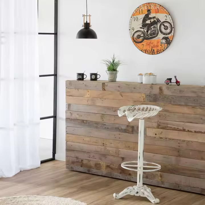 Taburete De Madera Y Metal Lacado En Blanco, El mejor complemento para tu hogar - 1