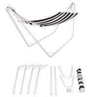 Hamaca Exterior con Soporte Metálico Tejido Resistente 200x80cm Portátil Colgante Carga hasta 150Kg Jardín Terraza Balcón Camping Negro - details 3