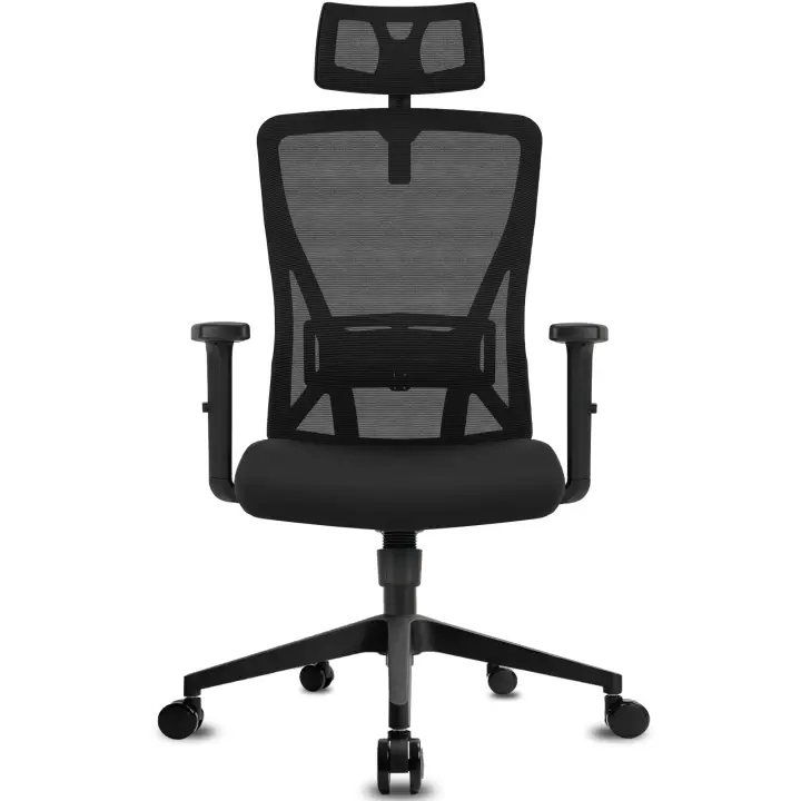 Silla Oficina Ergonómica, Silla de Escritorio con Reposacabezas Ajustable, Reposabrazos, Soporte Lumbar, Altura Regulable y Oscilación de 90°-120°, Silla Giratoria Capacidad de Peso 150kg - 1