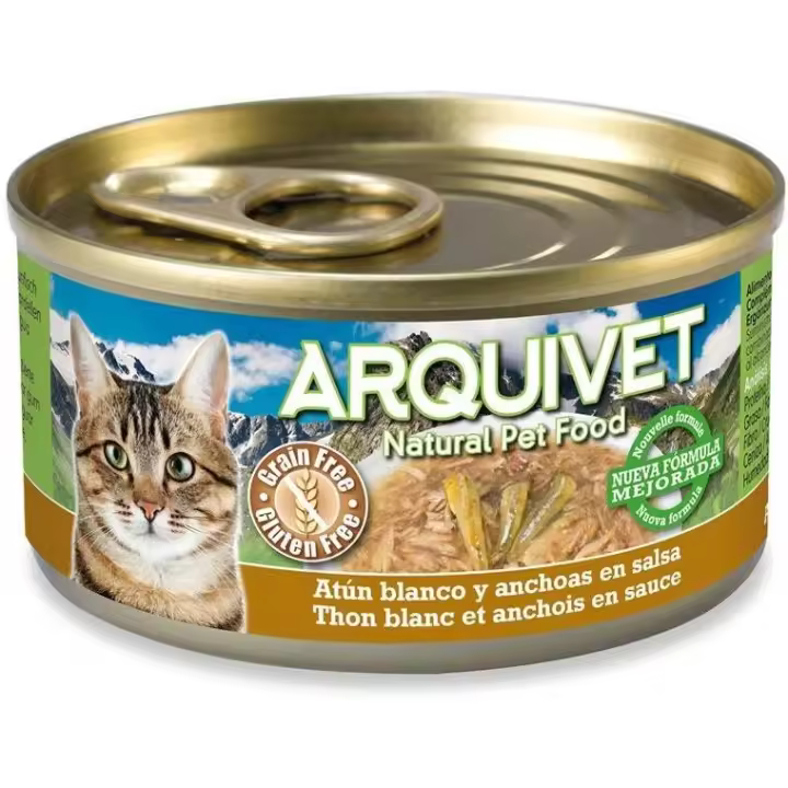 Arquivet Gato Atún Blanco y Anchoas en Salsa Lata  Comida Húmeda para Gatos - 1
