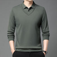 Camisa Polo Casual Para Hombres De Color Sólido Con Bloqueado Cómodo Para Todas Las Estaciones Versátil Top Antigüedad Doble - details 12