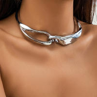 Collar Torques Geométricos Irregulares Punk Para Mujer Color Oro Personalizado Collar De Metal Pesado Para Banquete Y Fiesta Joyería Nueva - details 3