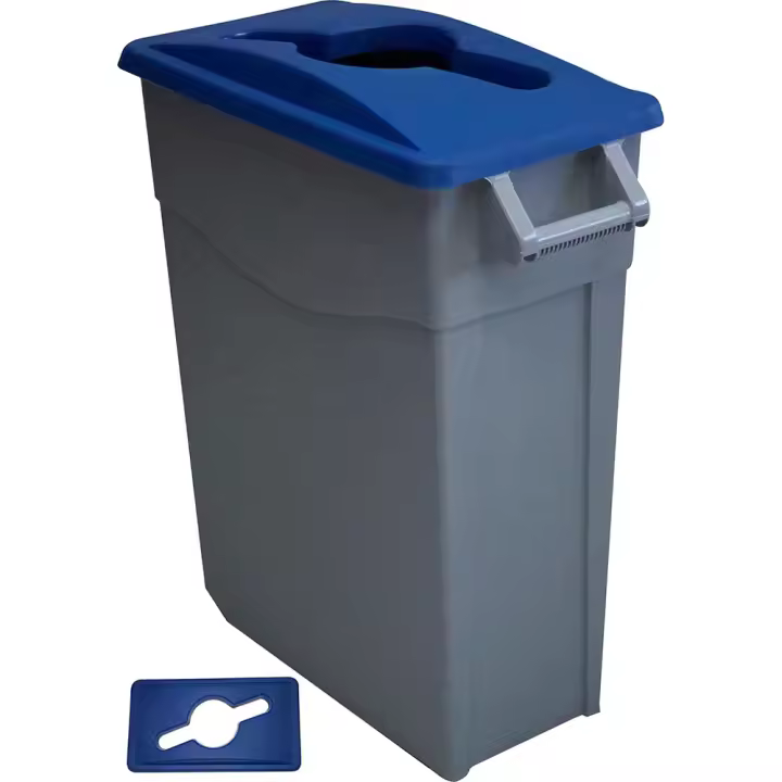 Cubo de Reciclaje Denox 65L Azul con Ruedas y Tapa Abierta - 1