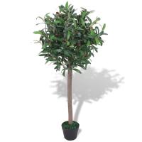 vidaXL Árbol de Laurel Artificial con Macetero Verde Maceta de Plástico Dimensiones 125 cm, 120 cm - details 1
