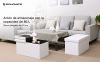 SONGMICS Puff Almancenaje, Banco Almacenaje, Banco con Tapa Plegable, Capacidad de 89 L/120 L, con Asiento Acolchado, 38 x 76 x 38 cm/38 x 110 x 38 cm, Blanco - details 0