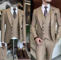 Traje Formal De Negocios Para Hombre En Color Khaki Ajustado Conjunto De 3 Piezas Para Boda Y Promoción Traje Terno Masculino Personalizable Con Chaqueta Blazer Chaleco Y Pantalones - details 3