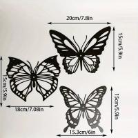Decoración De Pared En Forma De Mariposa Dragón Negro Y Colibrí 3 Piezas Arte Pendiente Para El Hogar Material Metálico - details 3