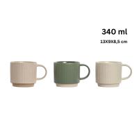 Set de tazas de gres de 340 ml, con dimensiones de 13x9x8.5 cm, con un diseño clásico y duradero. Aptas para café o té, combinan estilo rústico y moderno para cualquier ambiente - details 0