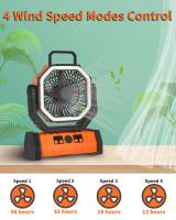 Ventilador Portátil Inalámbrico Con Luz LED Y Batería De Alta Capacidad De 20000mAh Para Camping Y Exteriores Incluye Gancho - details 0