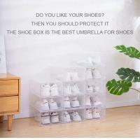Caja De Almacenamiento De Zapatos Transparente Y Engrosada 6pcs Resistente a La Polvo Y Humedad Organizador De Zapatos Plegable Y Piledrillable Para El Hogar - details 3