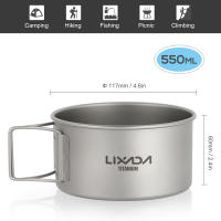 Bol De Titanio Lixada Con Manijas Plegables Contenedor De Alimentos Para Camping Y Senderismo Al Aire Libre Material De Titanio Capacidad 0.4L - details 14