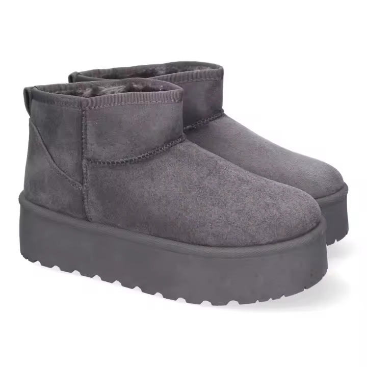Botas australianas de plataforma y pelo para mujer color gris 6BKA - 1