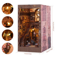 Kit De Miniatura De Librería DIY Nook Casa De Muñecas Insert Dollhouse Model Roombox Construcción Kit De Estante De Libros Madera Juguetes Bookend Para Regalos De Navidad - details 14