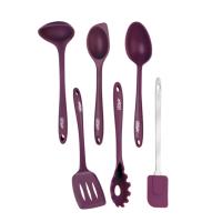 LifeStyle-Juego de 6 utensilios de cocina de silicona púrpura,utensilios de cocina con mango,espátula, pala, cuchara,cucharón - details 0