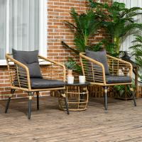 Conjunto de muebles de Jardín de trinquete Outsunny, 3 piezas. Zona de estar, incl. Mesa de Centro Y 2 Sillas, juego de bistro con muebles de balcón, Arena Dark gris. - details 0