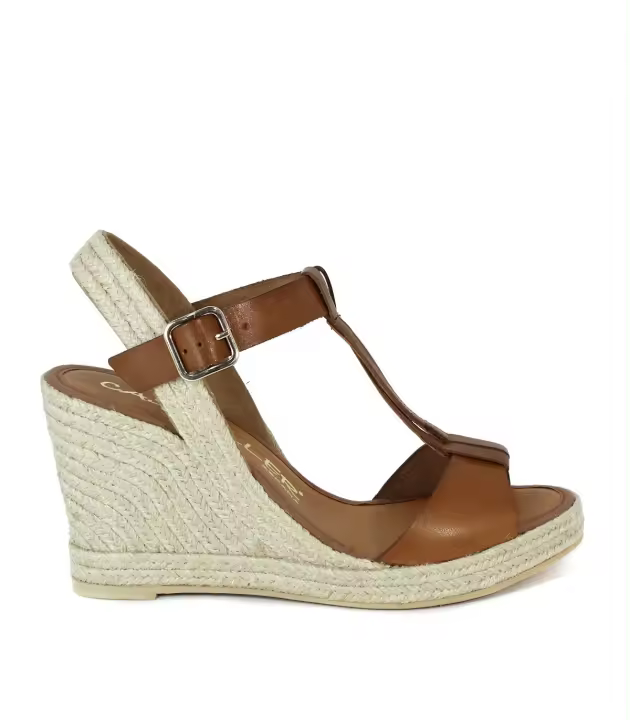 Alpargatas de yute mujer Casteller 199 en piel color cuero con cuña - 1