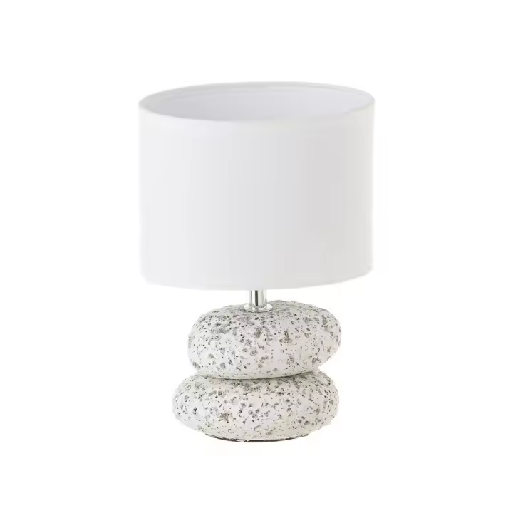 Lola Home Lámpara de mesita de noche de piedras de cerámica blanca de 23x16x16 cm - 1