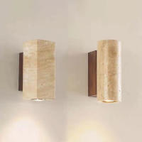 Lámpara De Pared De Piedra Travertino Amarilla Estilo Japonés Wabi-Sabi Para Dormitorio Y Comedor Luz Exterior Retro Diseñador - details 0