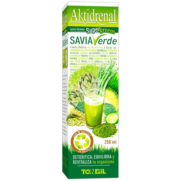 Tongil - Savia Verde Super Greens 250ml: Algas Spirulina, Chlorella, Frutas y Verduras - Detox Drenante y Depurativo con Más de 35 Nutrientes - Apto para Veganos - 1