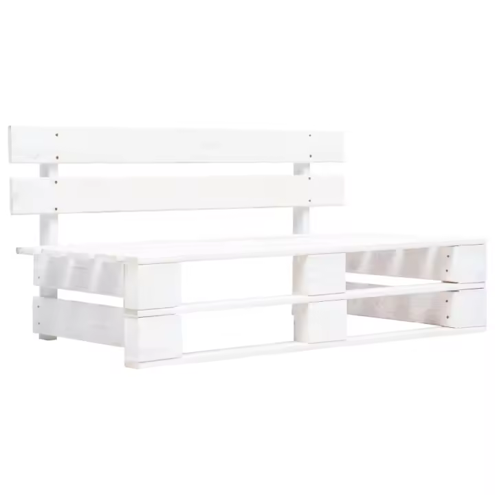 vidaXL Banco de palés para jardín madera blanco - 1