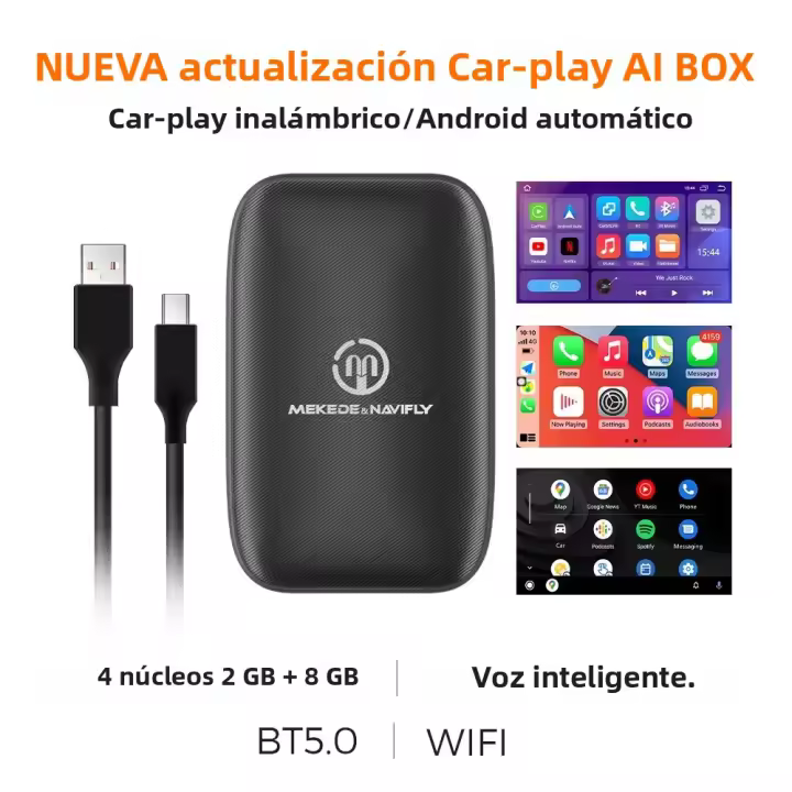 Adaptador Universal MEKEDE Para Coche Con CarPlay Y Android Auto Sin Cable Y Cable Soporte Para Netflix YouTube Navegación GPS Mirador Link - 1