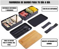 Bolsa Termica Porta Alimentos 8.6L, Nevera Portatil Negra, Fiambreras Comida Trabajo, Escuela y Picnic. Fiambrera Termica Con Cubiertos Para Llevar - details 2