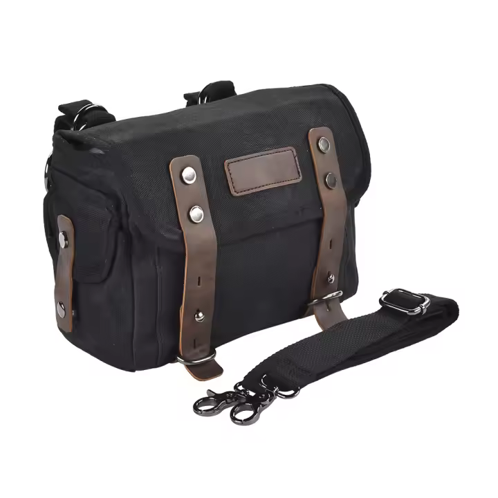 Bolso De Hombro Para Hombre Vintage De Lona Y Cuero Bolso Cruzado Casual Bolsas De Motocicleta Universal Impermeable Tamaño 36x27x12.5 - 1
