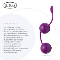 Iriscup Irisana - Bolas Chinas para Suelo Pélvico - 35 mm - Morado - Peso Fortalecedor Muscular - Salud Íntima - De Silicona sin BPA y Acero - Irisballs Doble - details 4