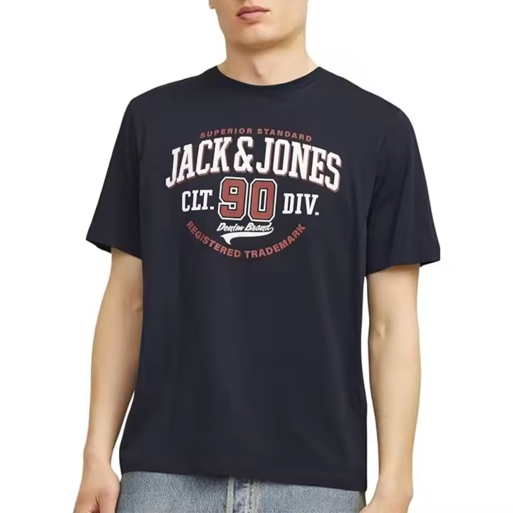 Jack & Jones hombre camiseta de Algodón Ajuste Regular Amplio  Mod JJELOGO logo estampado Moda Casual informal REF: 233594 - 1