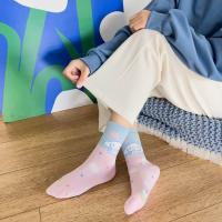 Calcetines Disney Miniso Cinnamoroll Para Mujer Azul De Algodón Peinado Medio Tubo Estilo Lindo Con Perro Dibujos Animados - details 14